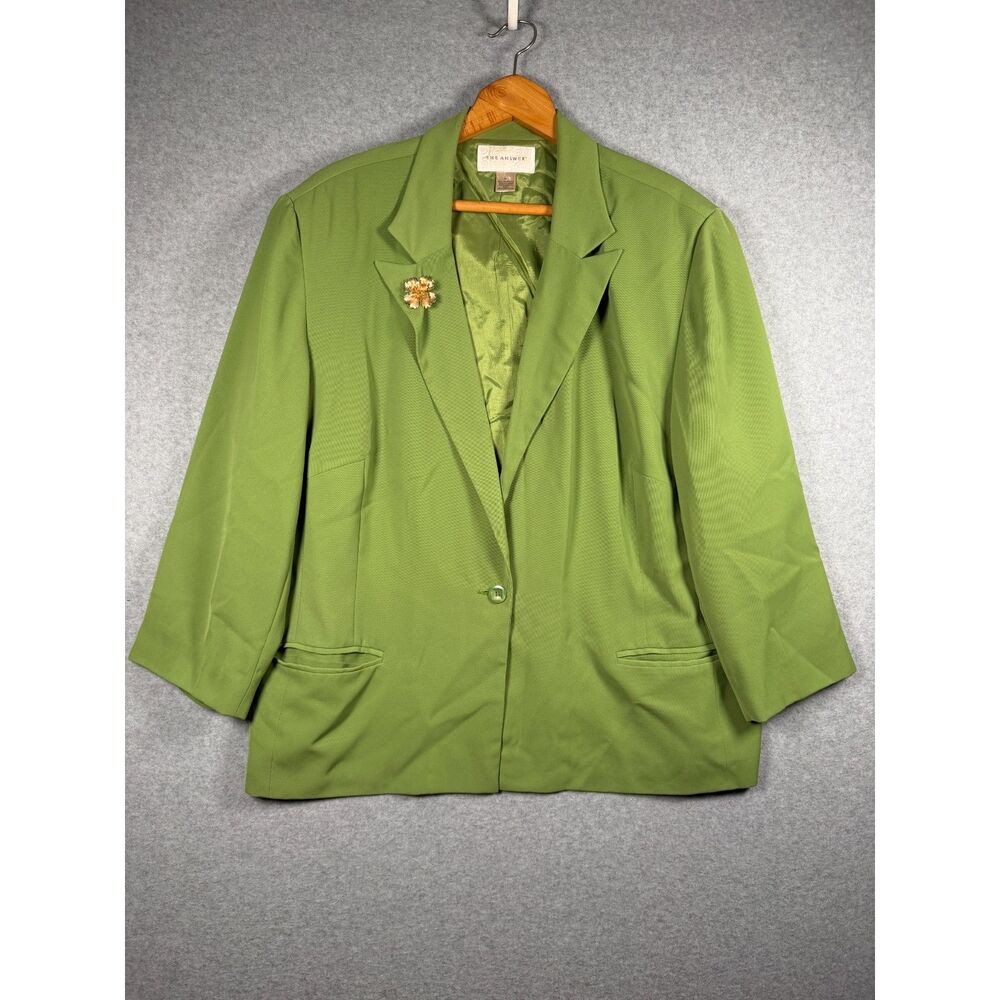 The Answer Women's 26W Green Blazer Pencil Skirt 2 Piece Suit Set 3902